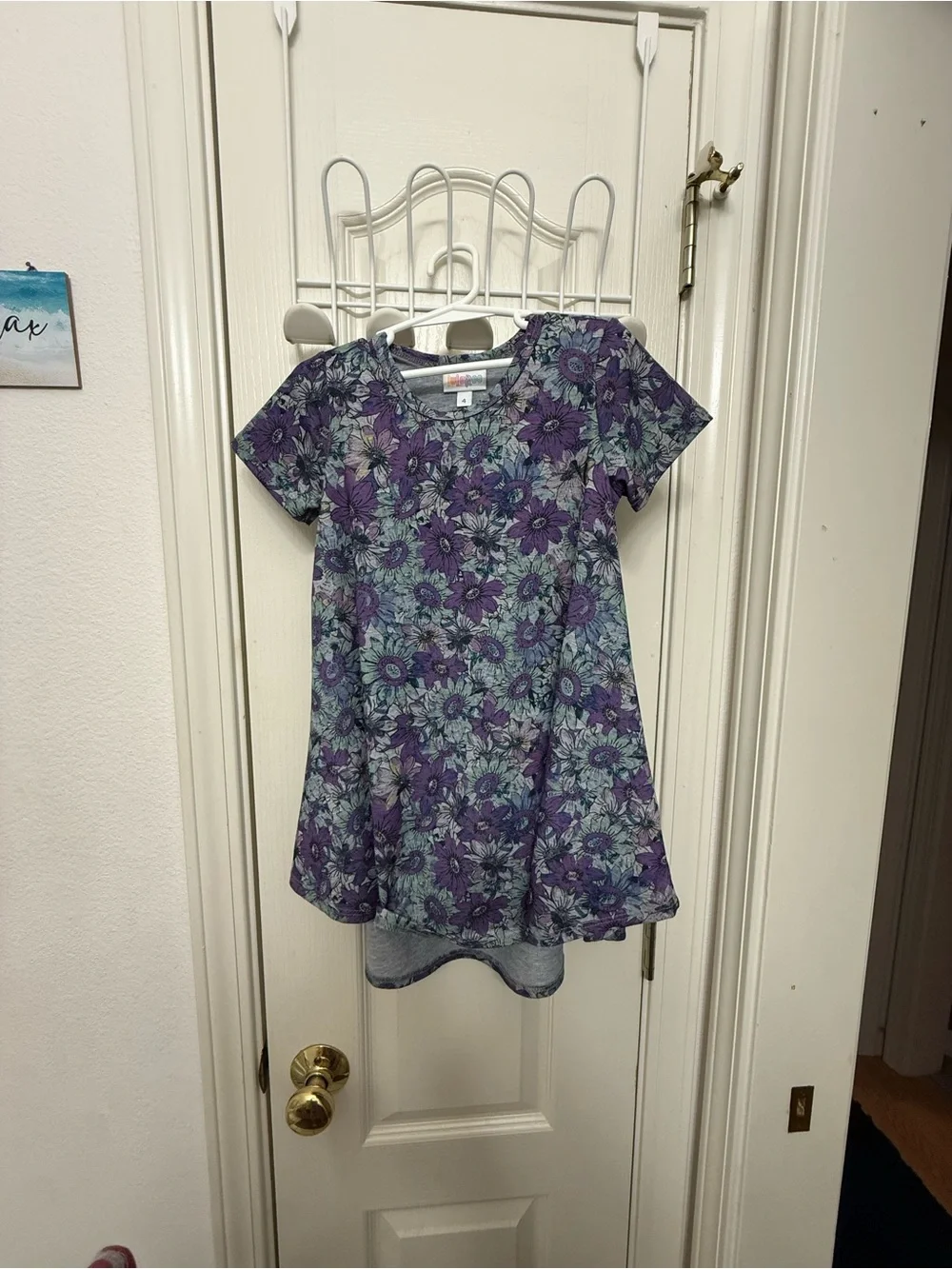 LuLaRoe Kids Dress Set - Purple Floral & Multicolor Pink/Orange/Blue Print